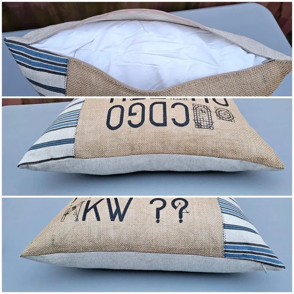 Lacefield Designs Distressed Burlap Alphabet Throw Pillow Accent Down Filled